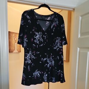 Torrid Black Floral Blouse